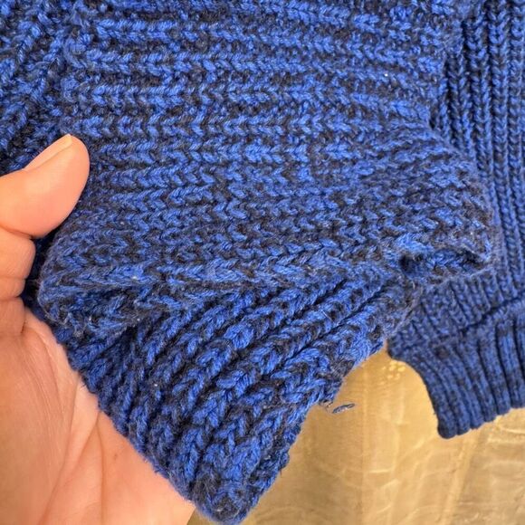 Free People High Hopes Blue Black Chunky Knit Sweater Cardigan XS - Picture 6 of 7